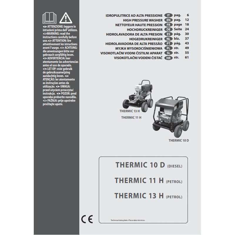 Instrukcja Obsługi Lavor Thermic 13H/11H/10D – PDF, Dane Techniczne, Poradnik