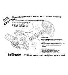 Sada tesnení čerpadla Kränzle 15 mm K2195, Quadro 9/170 (42911)