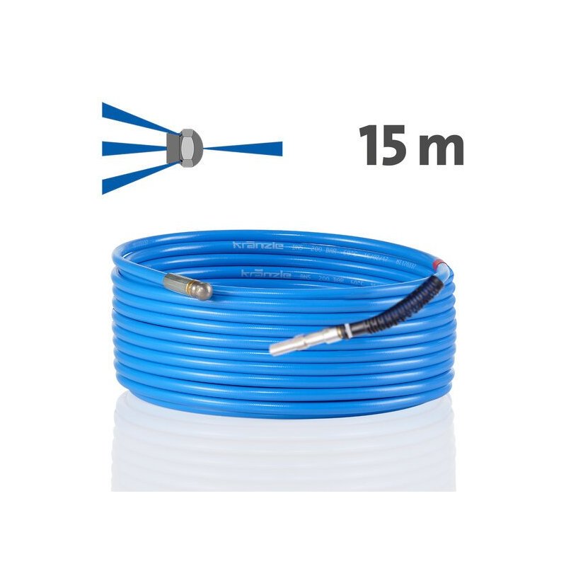 Hadica na čistenie potrubia 15 m KNF 055 – dýza s čelným otvorom, D12