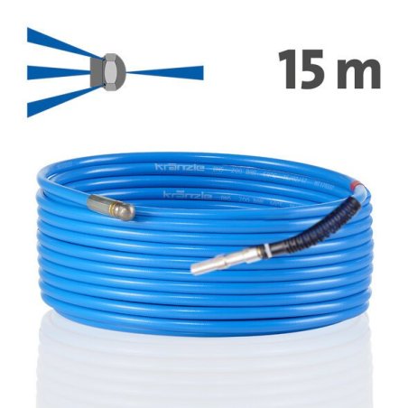 Hadica na čistenie potrubia 15 m KNF 055 – dýza s čelným otvorom, D12