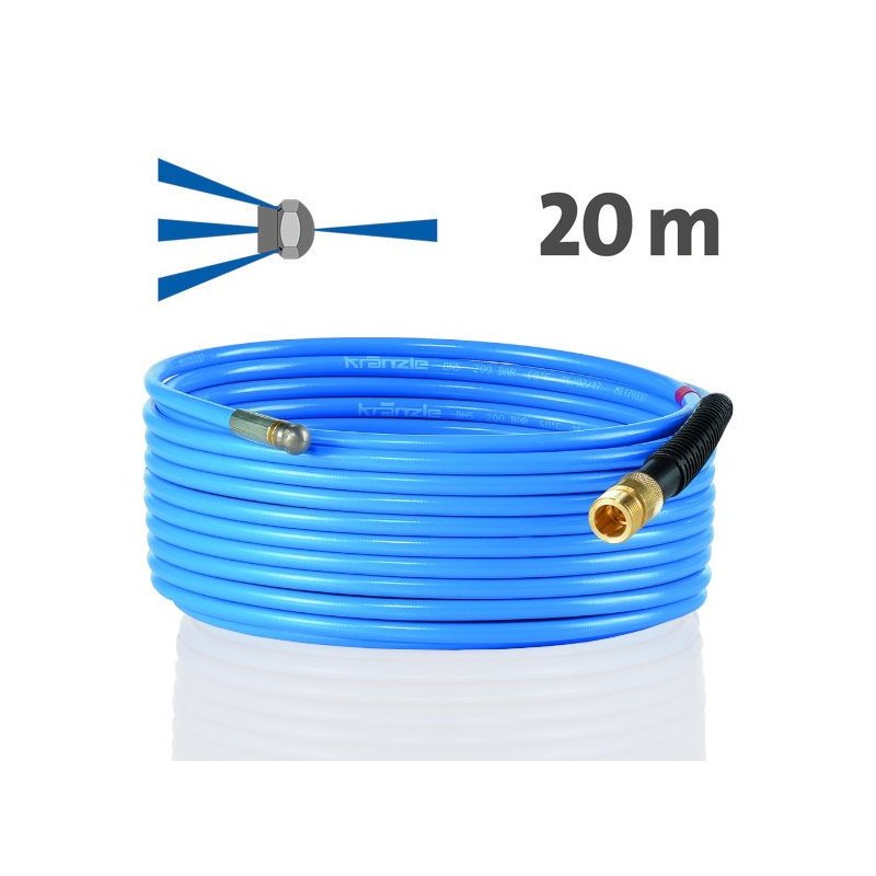 Hadica na čistenie potrubia 20 m KNF 055 – dýza s čelným otvorom, M22x1,5