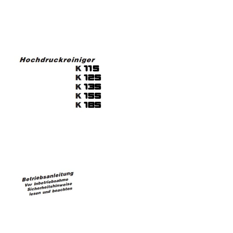 Instrukcja i Częśći Kranzle K115- K185