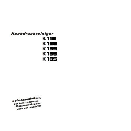 Manual & Parts Kranzle K115- K185