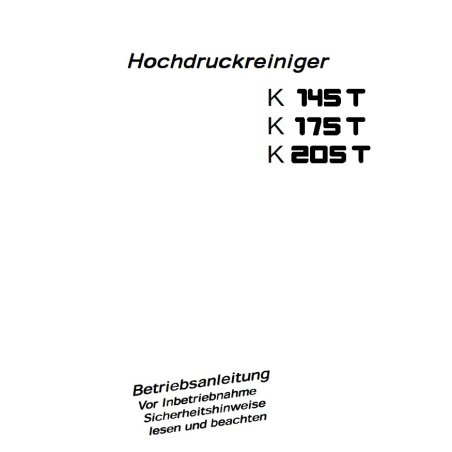 Instrukcja i Częśći Kranzle K 145/175/205 T